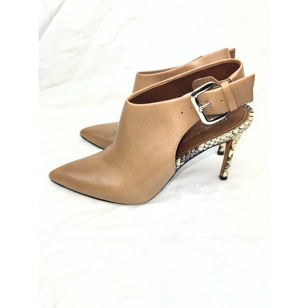 Donald J Pliner Slingback Ankle Booties Size 9M Leather & Snakeskin Heel- LT3266